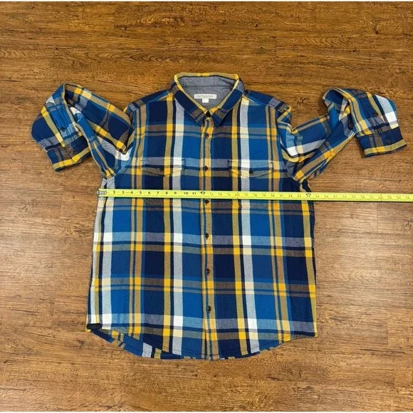 OUTERKNOWN Blue Plaid Outdoor Button Up Blanket Flannel Shirt Shacket Men's 2XL - Picture 8 of 9